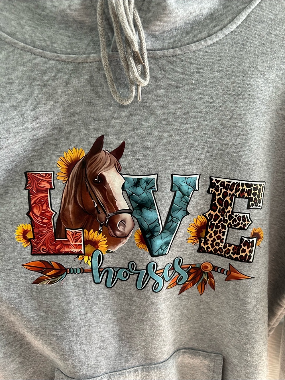 Grey 'Love Horses' Graphic Hoodie - Picture 2 of 3